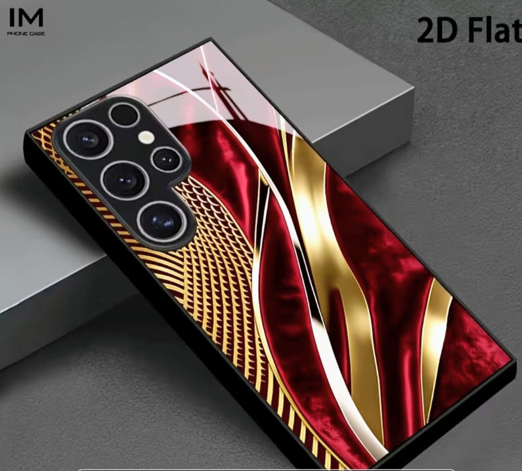 Coque bordeaux et dorée pour Samsung Galaxy S25 Ultra, vue de dos