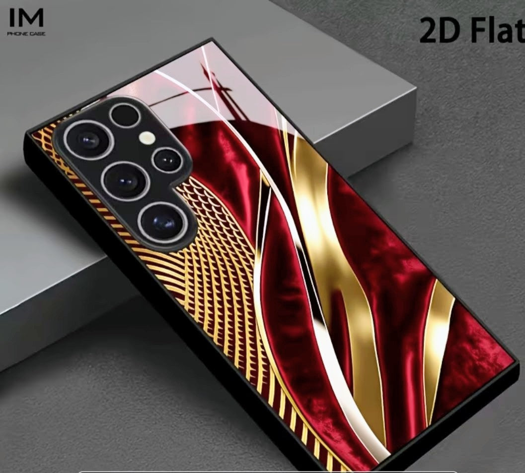 Coque bordeaux et dorée pour Samsung Galaxy S25 Ultra, vue de dos